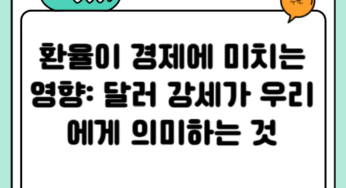 환율이 경제에 미치는 영향: 달러 강세가 우리에게 의미하는 것